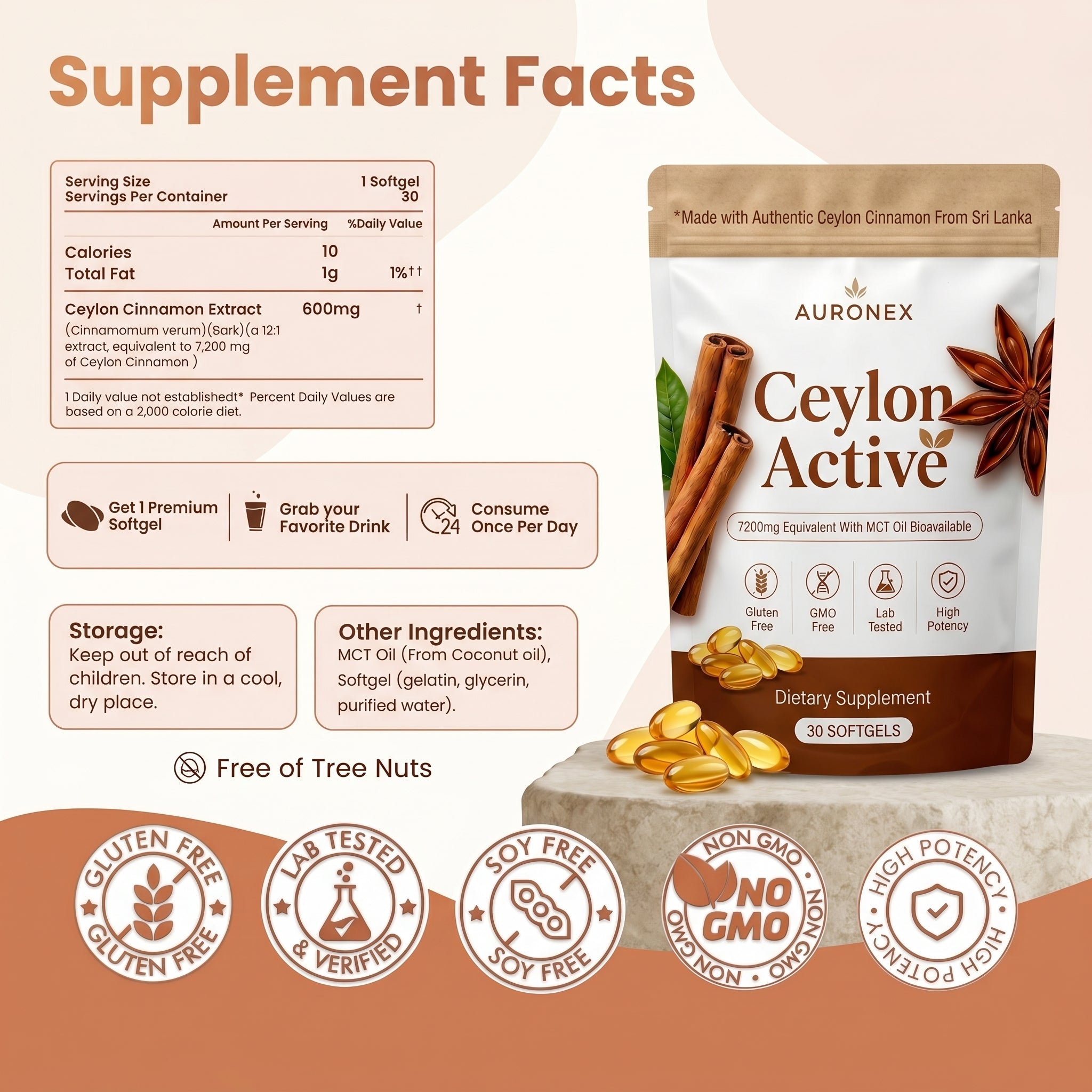 Ceylon Active 7200mg Equivalent with MCT Oil
