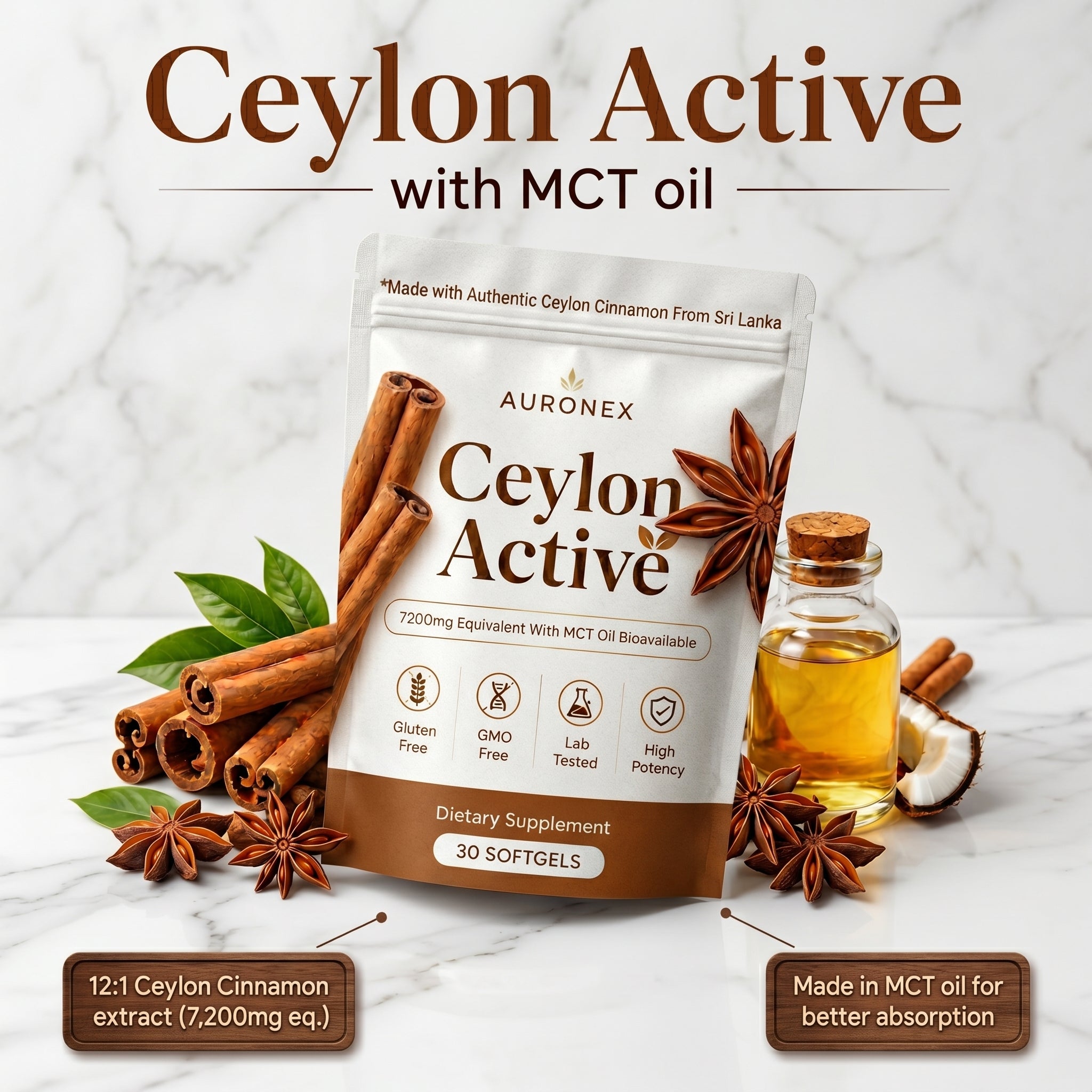 Ceylon Active 7200mg Equivalent with MCT Oil